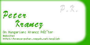 peter krancz business card